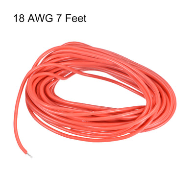Harfington Uxcell Silicone Wire 18 AWG Electric Wire Strands of Tinned Copper Wire 7 ft Red