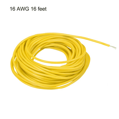 Harfington Uxcell Silicone Wire 16 AWG Electric Wire Strands of Tinned Copper Wire 16 ft Yellow