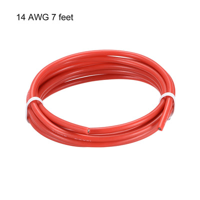 Harfington Uxcell Silicone Wire 14 AWG Electric Wire Strands of Tinned Copper Wire 7 ft Red