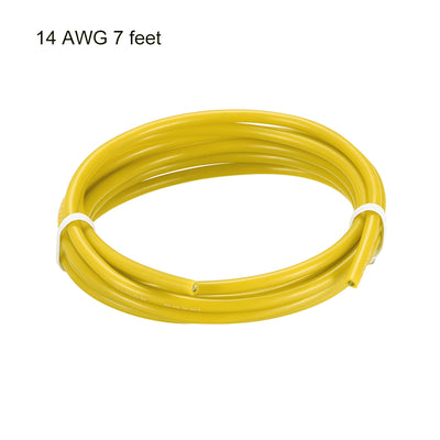 Harfington Uxcell Silicone Wire 14 AWG Electric Wire Strands of Tinned Copper Wire 7 ft Yellow