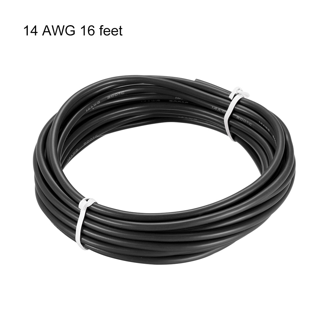 uxcell Uxcell Silicone Wire 14 AWG Electric Wire Strands of Tinned Copper Wire 16 ft Black