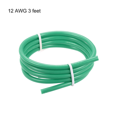 Harfington Uxcell Silicone Wire 12 AWG Electric Wire Strands of Tinned Copper Wire 3 ft Green