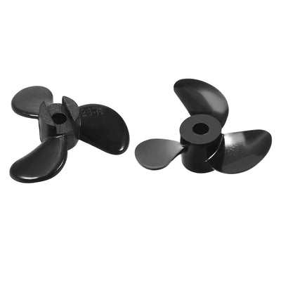 Harfington Uxcell RC Boat CCW Propeller 3mm Shaft 3 Vanes 28mm 1.4 P Fan Shape Pastic Black Rotating Propeller Props for RC Boat 2pcs
