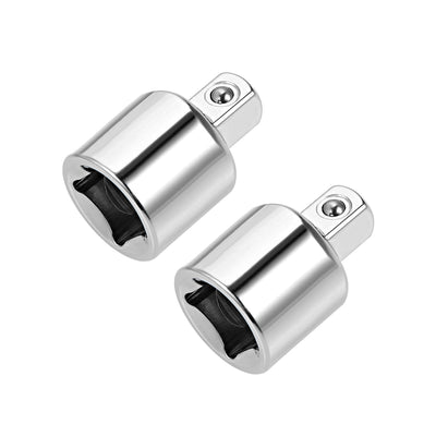 Harfington Uxcell 2 Pcs 3/8" Drive (F) x 1/4" (M) Socket Reducer, Female to Male, Cr-V (Silver)