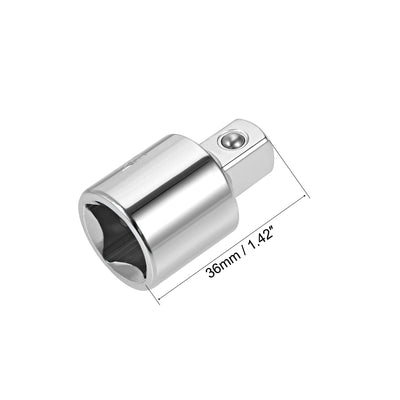 Harfington Uxcell 1/2 Inch Drive (F) x 3/8 Inch (M) Socket Reducer, Female to Male, Cr-V (Silver)