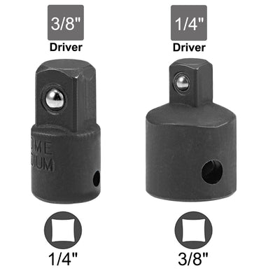 Harfington Uxcell Socket Reducer and Adapter Set of 4 Pcs, Female to Male, Cr-V (Black)