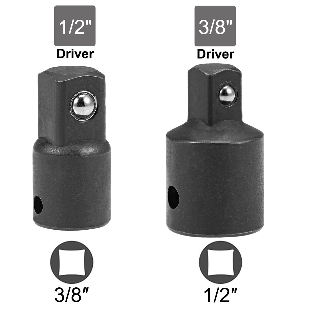 uxcell Uxcell Socket Reducer and Adapter Set of 4 Pcs, Female to Male, Cr-V (Black)