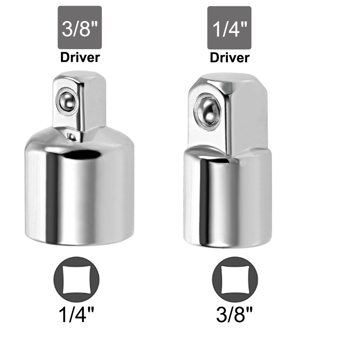 uxcell Uxcell Socket Reducer and Adapter set of 4 Pcs, Female to Male, Cr-V (Silver)