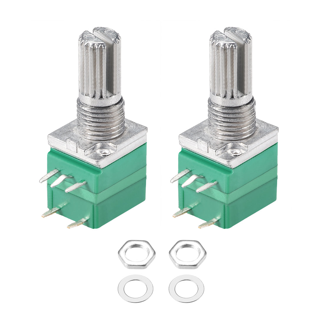 uxcell Uxcell Potentiometer With Switch  B100K Ohm Variable Resistors Single Turn Rotary Carbon Film Taper RV097NS  2pcs