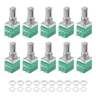 Harfington Uxcell Potentiometer With Switch  B20K Ohm Variable Resistors Single Turn Rotary Carbon Film Taper RV097NS 10pcs