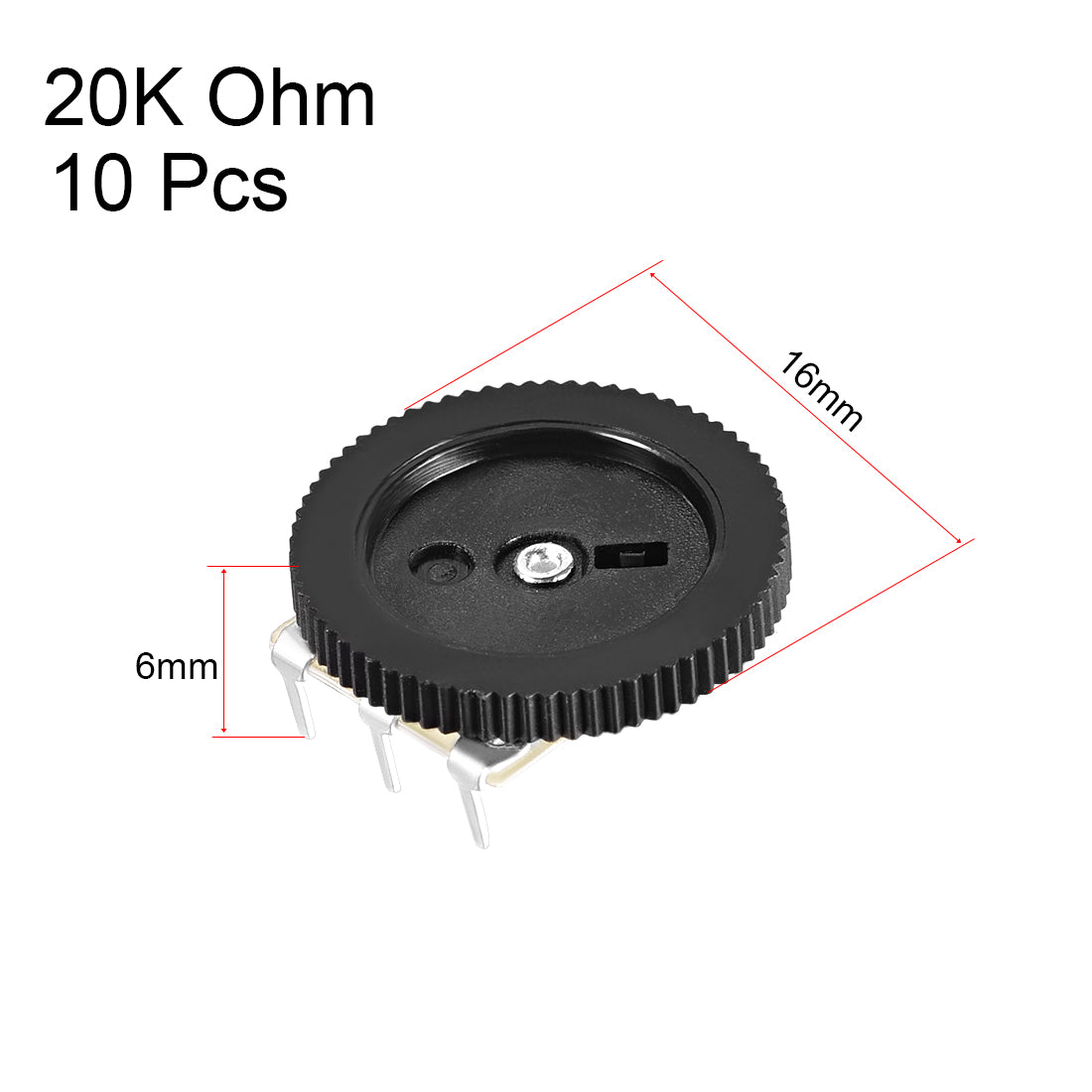 uxcell Uxcell 20K Ohm Dial  Wheel Potentiometer for Audio Stereo Volume Switch Control 16x6mm 10Pcs