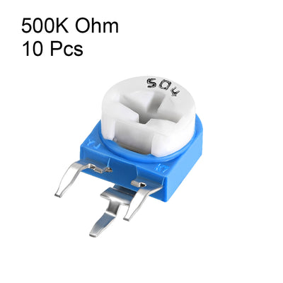 Harfington Uxcell Trimmer Potentiometer 500K Ohm Adjustment Horizontal Variable Resistors 10Pcs