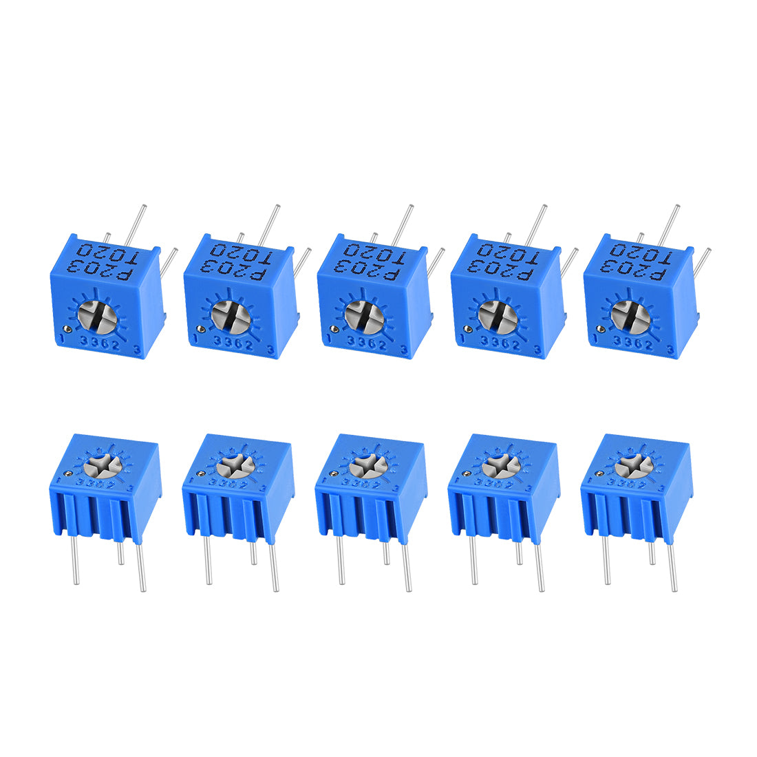 uxcell Uxcell 3362 Trimmer Potentiometer 20K Ohm Top Adjustment Horizontal Variable Resistors 10Pcs