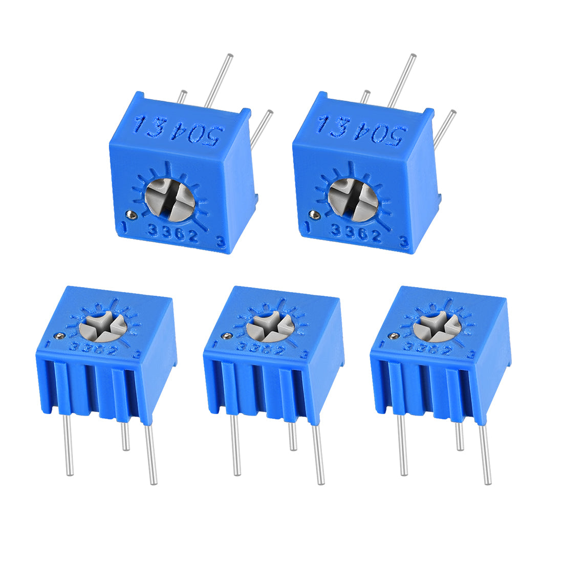 uxcell Uxcell 3362 Trimmer Potentiometer 500K Ohm Top Adjustment Horizontal Variable Resistors 5Pcs