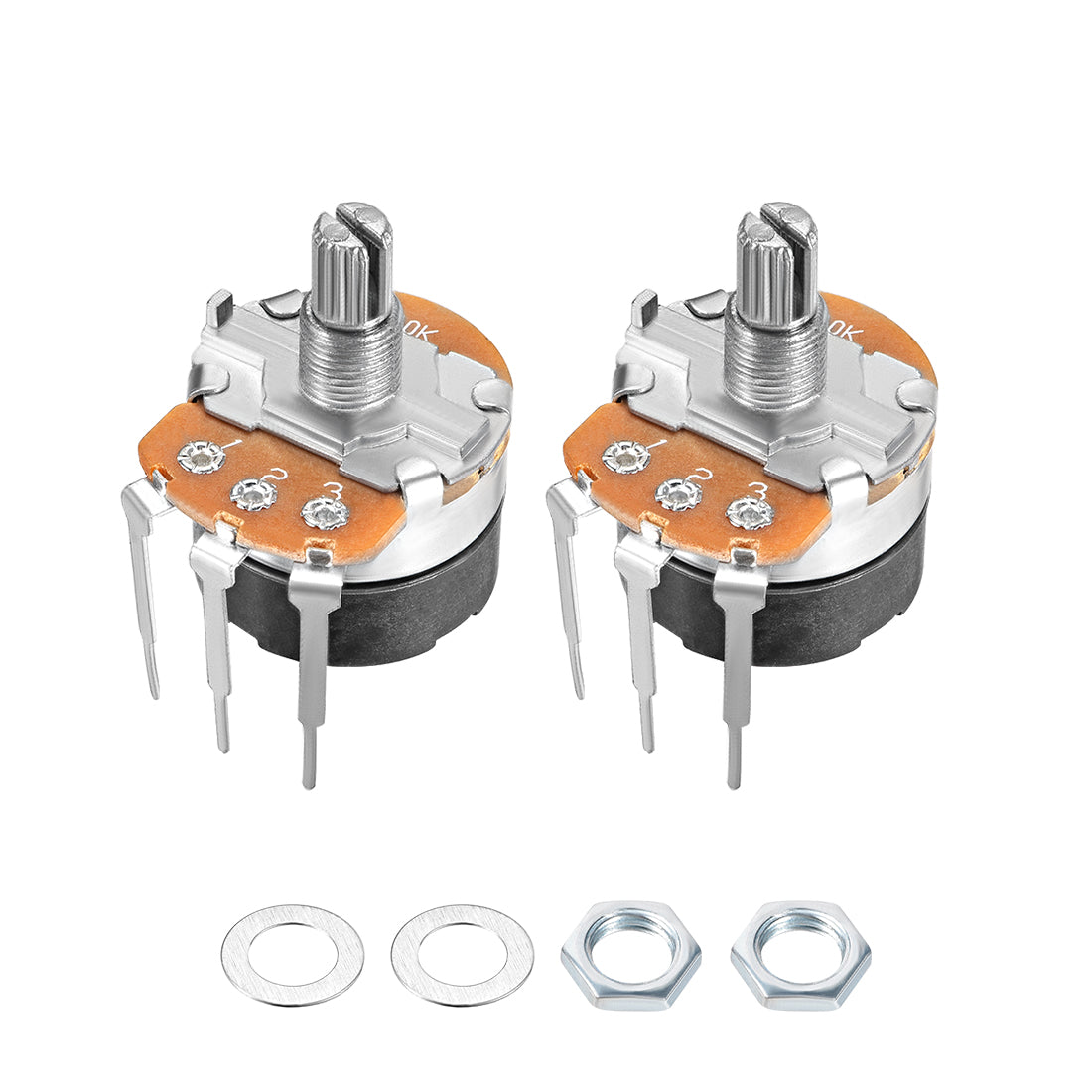 uxcell Uxcell WH138 Potentiometer with Switch B10K Ohm Variable Resistors Single Turn Rotary Carbon Film Taper 2pcs