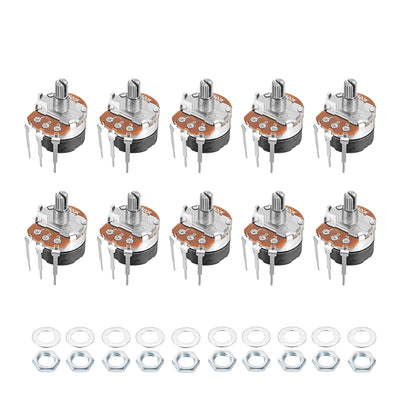 Harfington Uxcell WH138 Potentiometer with Switch 500K Ohm Variable Resistors Single Turn Rotary Carbon Film Taper 10pcs