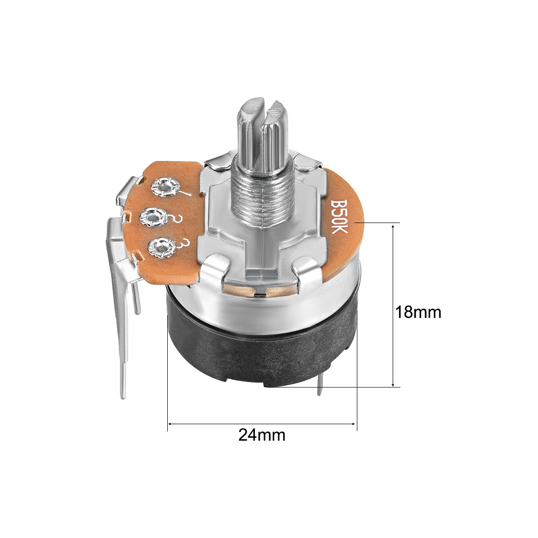uxcell Uxcell WH138 Potentiometer with Switch 50K Ohm Variable Resistors Single Turn Rotary Carbon Film Taper 2pcs