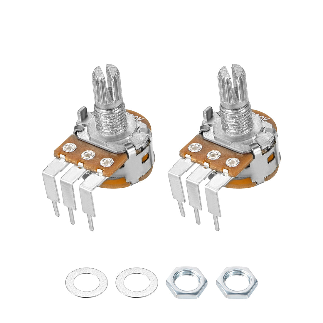 uxcell Uxcell WH148 Potentiometer with Switch 10K Ohm Variable Resistors Single Turn Rotary Carbon Film Taper 2pcs