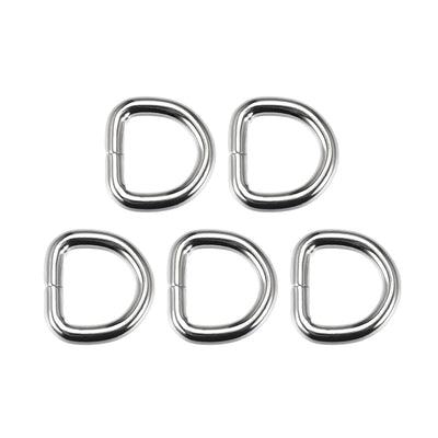Harfington Uxcell 5 Pcs D Ring Buckle 0.63 Inch Metal Semi-Circular D-Rings 25.5x24x4.5mm Silver for Hardware Bags Belts Craft DIY Accessories