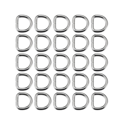 Harfington Uxcell 25 Pcs D Ring Buckle 0.63 Inch Metal Semi-Circular D-Rings Silver Tone for Hardware Bags Belts Craft DIY Accessories