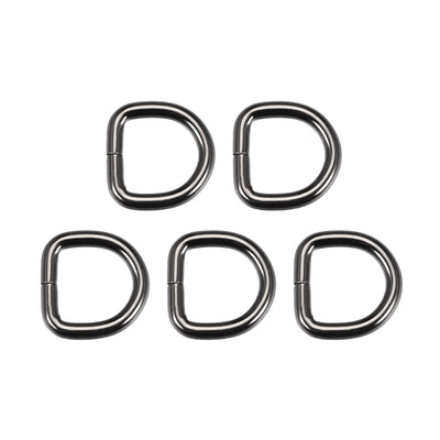 Harfington Uxcell 5 Pcs D Ring Buckle 0.8 Inch Metal Semi-Circular D-Rings Black for Hardware Bags Belts Craft DIY Accessories