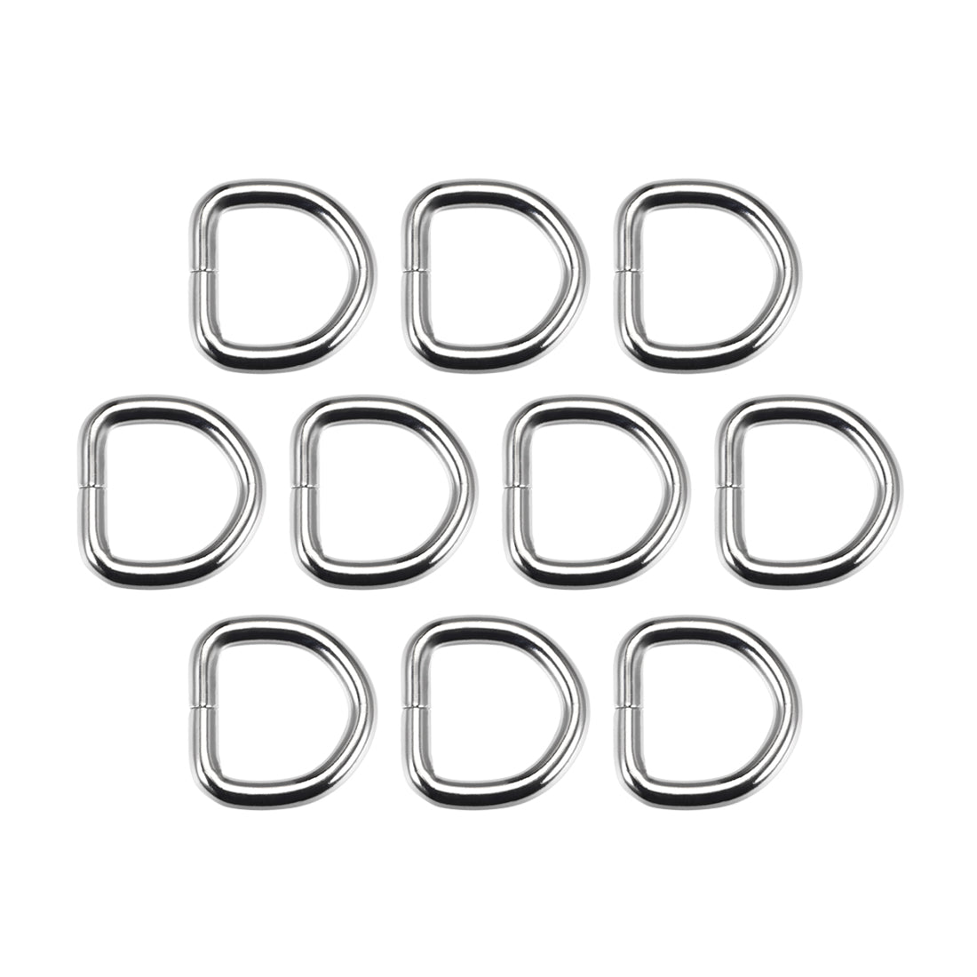 uxcell Uxcell 10 Pcs D Ring Buckle 0.8 Inch Metal Semi-Circular D-Rings Silver Tone for Hardware Bags Belts Craft DIY Accessories