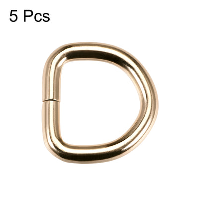 Harfington Uxcell 5 Pcs D Ring Buckle 0.8 Inch Metal Semi-Circular D-Rings Gold Tone for Hardware Bags Belts Craft DIY Accessories