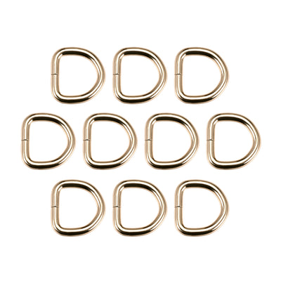 Harfington Uxcell 10 Pcs D Ring Buckle 0.8 Inch Metal Semi-Circular D-Rings Gold Tone for Hardware Bags Belts Craft DIY Accessories