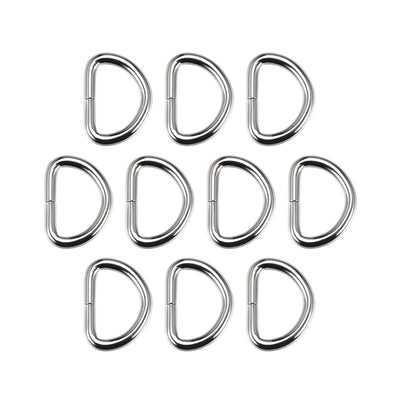 Harfington Uxcell 10 Pcs D Ring Buckle 1 Inch Metal Semi-Circular D-Rings Silver Tone 4.6mm Thickness for Hardware Bags Belts Craft DIY Accessories