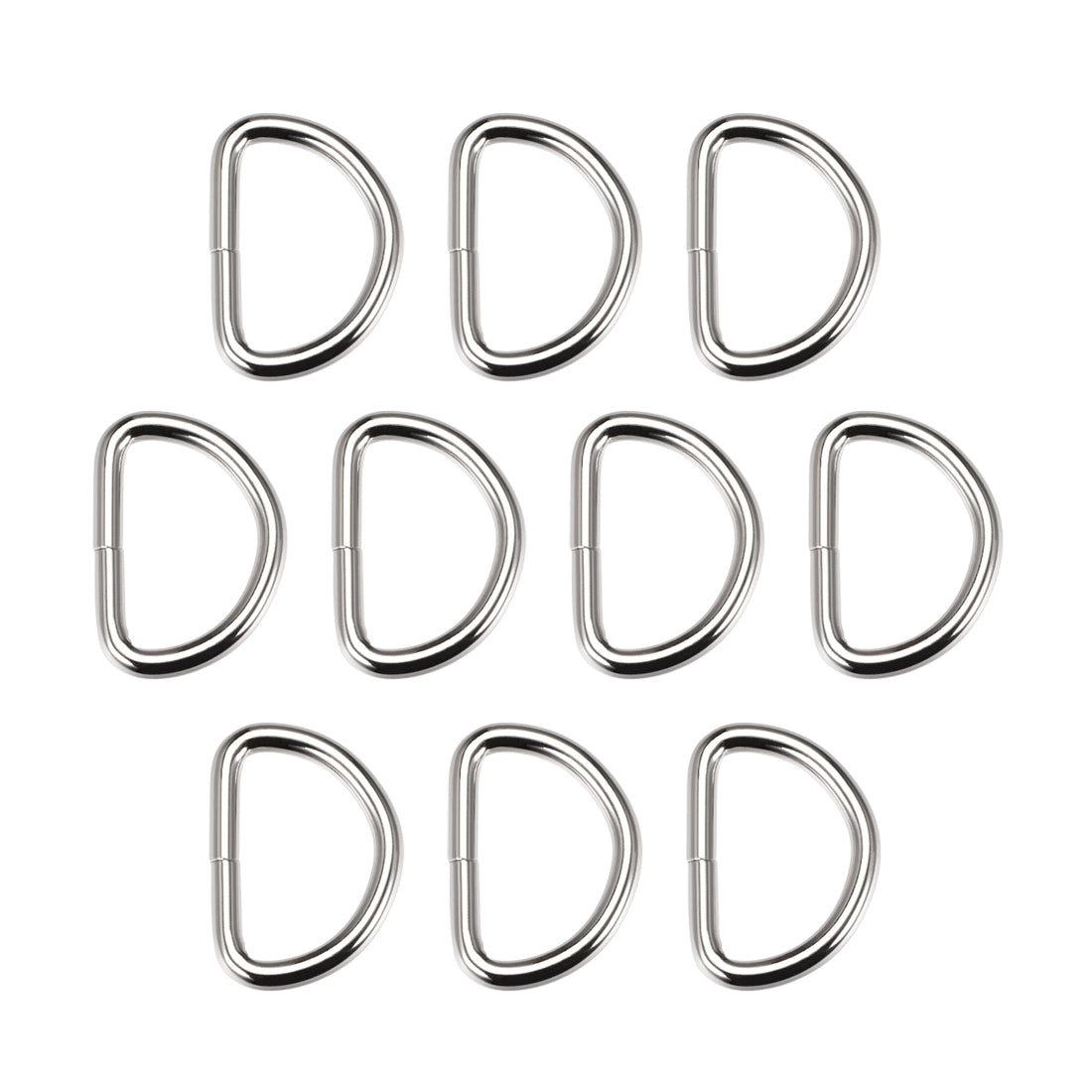 uxcell Uxcell 10 Pcs D Ring Buckle 1.26 Inch Metal Semi-Circular D-Rings Silver Tone for Hardware Bags Belts Craft DIY Accessories