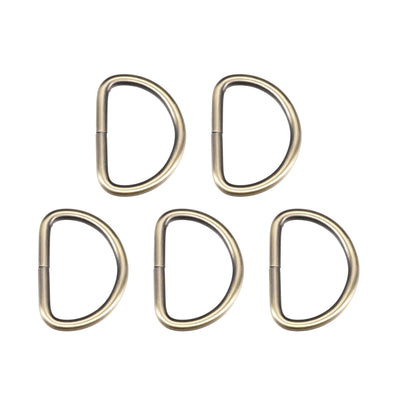 Harfington Uxcell 5 Pcs D Ring Buckle 1.6 Inch Metal Semi-Circular D-Rings Bronze Tone for Hardware Bags Belts Craft DIY Accessories