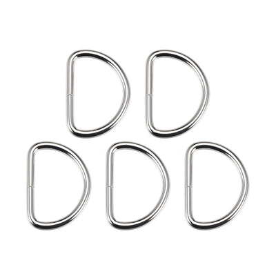 Harfington Uxcell 5 Pcs D Ring Buckle 1.6 Inch Metal Semi-Circular D-Rings Silver Tone for Hardware Bags Belts Craft DIY Accessories