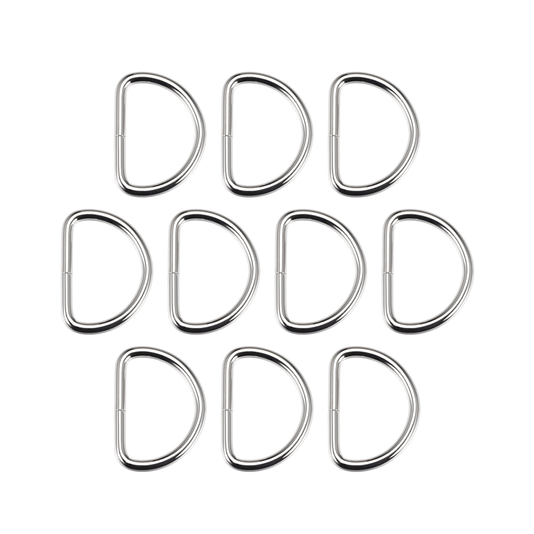 uxcell Uxcell 10 Pcs D Ring Buckle 1.6 Inch Metal Semi-Circular D-Rings Silver Tone for Hardware Bags Belts Craft DIY Accessories