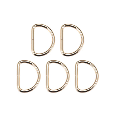 Harfington Uxcell 5 Pcs D Ring Buckle 1.6 Inch Metal Semi-Circular D-Rings Gold Tone for Hardware Bags Belts Craft DIY Accessories