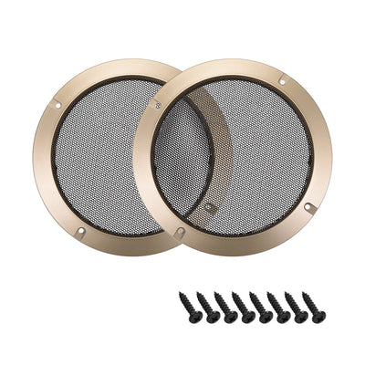 Harfington Uxcell 2pcs 6.5" Speaker Grill Mesh Decorative Circle Subwoofer Guard Protector Cover for 6.5"  Mounting Hole Diagonal Distance