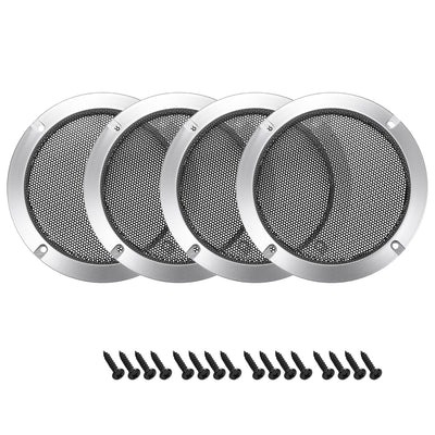Harfington Uxcell 4pcs 3" Speaker Grill Mesh Decorative Circle Woofer Guard Protector Cover Audio Accessories Silver