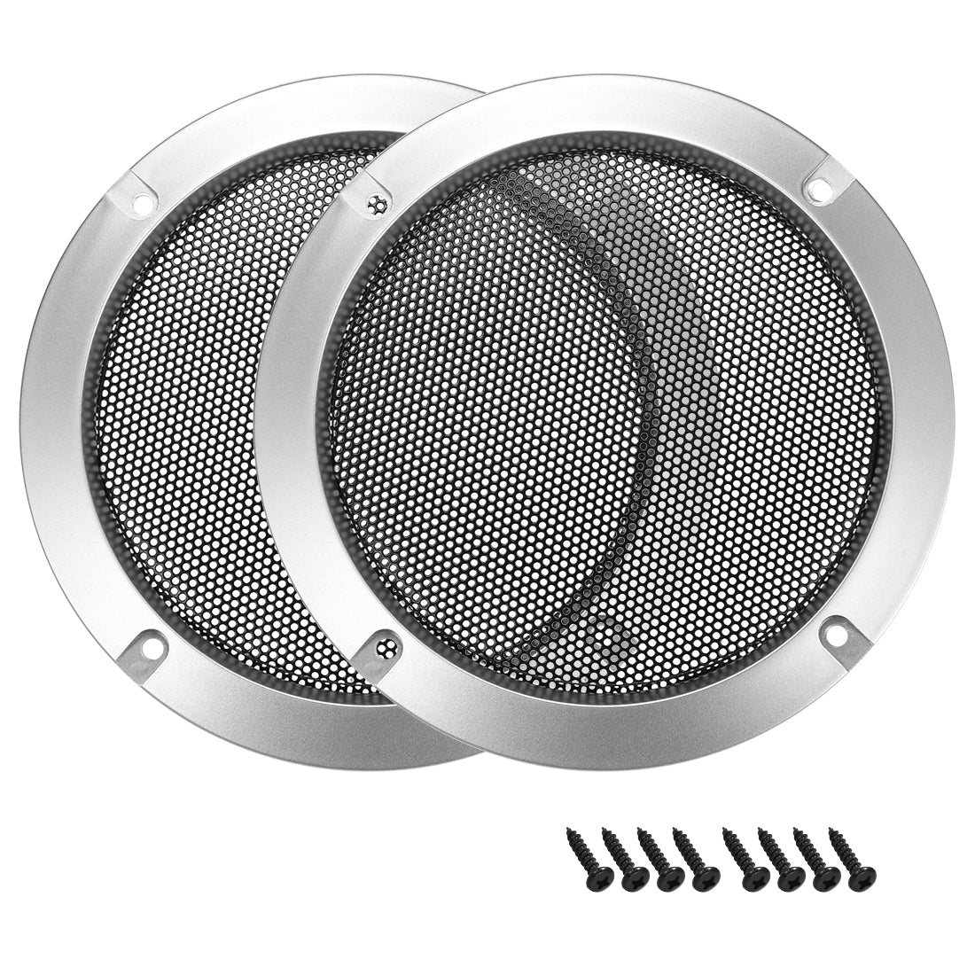 uxcell Uxcell 2pcs Grill Mesh Circle Woofer Guard Protector Silver for 6.5" Diagonal Distance
