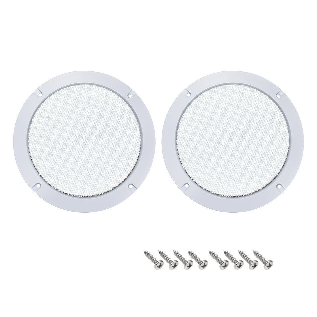 uxcell Uxcell 2pcs 4" Speaker Grill Mesh Decorative Circle Woofer Guard Protector Cover Audio Accessories White