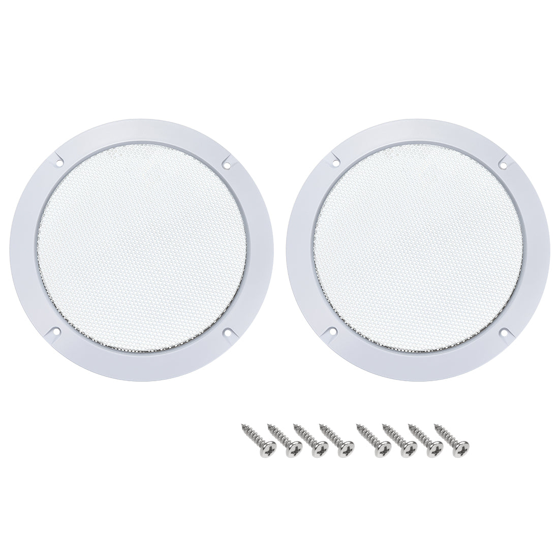 uxcell Uxcell 2pcs 5" Diagonal Distance Grill Mesh Circle Woofer Guard Protector White