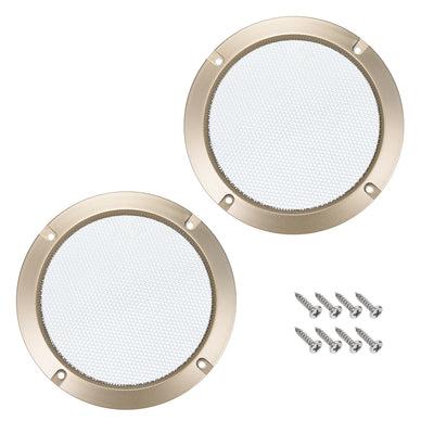 Harfington Uxcell 2pcs 3" Speaker Grill Mesh Decorative Circle Woofer Guard Protector Cover Audio Accessories Golden