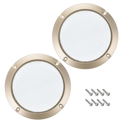 Harfington Uxcell 2pcs 5" Speaker Grill Mesh Decorative Circle Woofer Guard Protector Cover Audio Accessories Golden