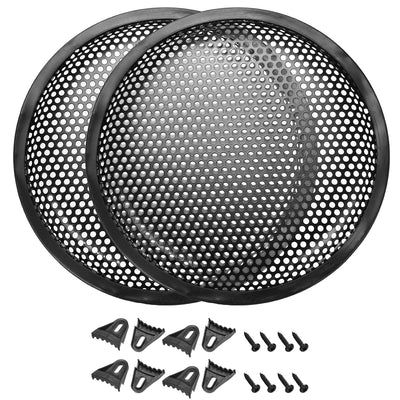 Harfington Uxcell 2pcs 10" Speaker Waffle Grill Metal Mesh Audio Subwoofer Guard Protector Cover with Clips,Screws
