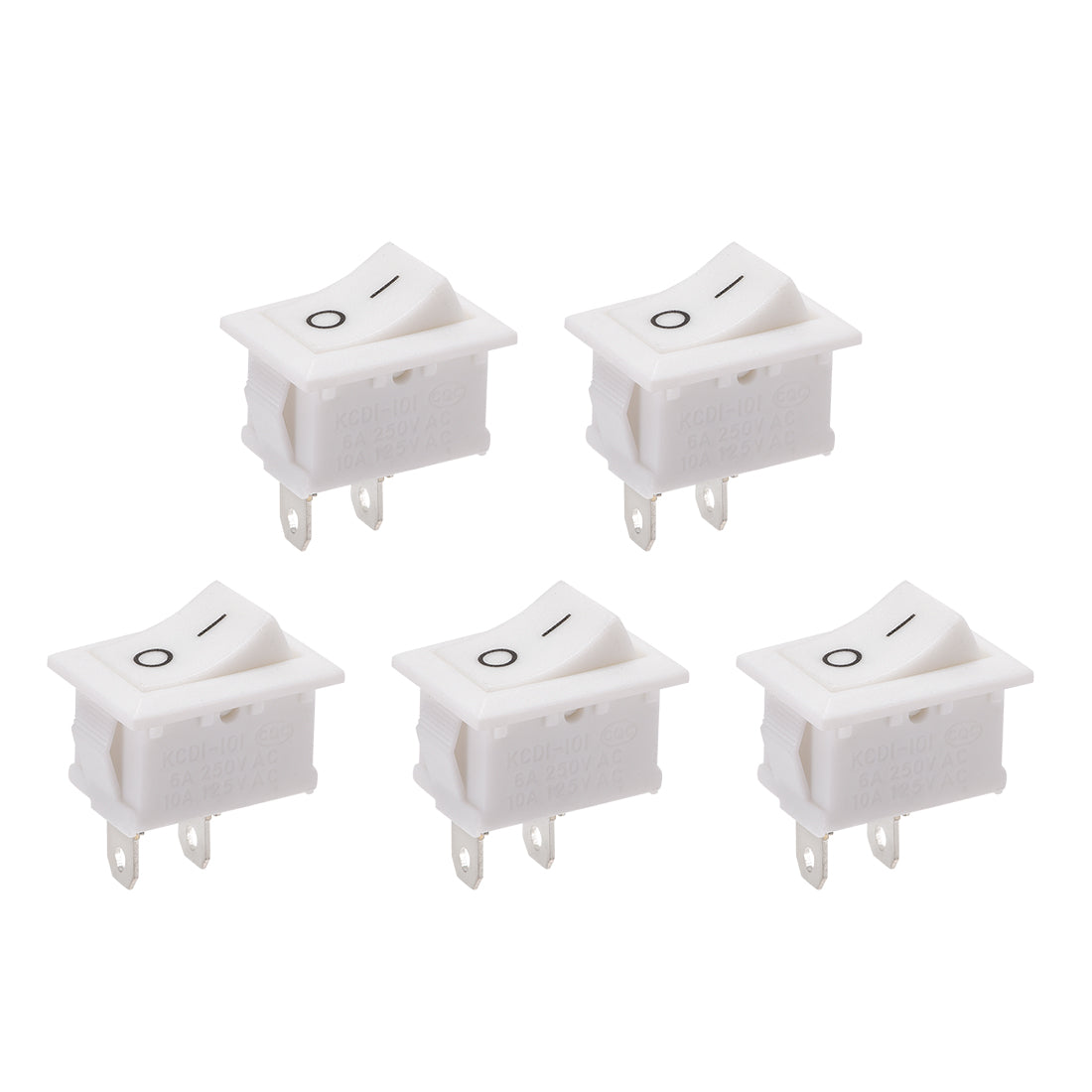 uxcell Uxcell Mini Boat Rocker Switch White Toggle Switch ON/OFF AC 250V/6A 125V/10A 5pcs