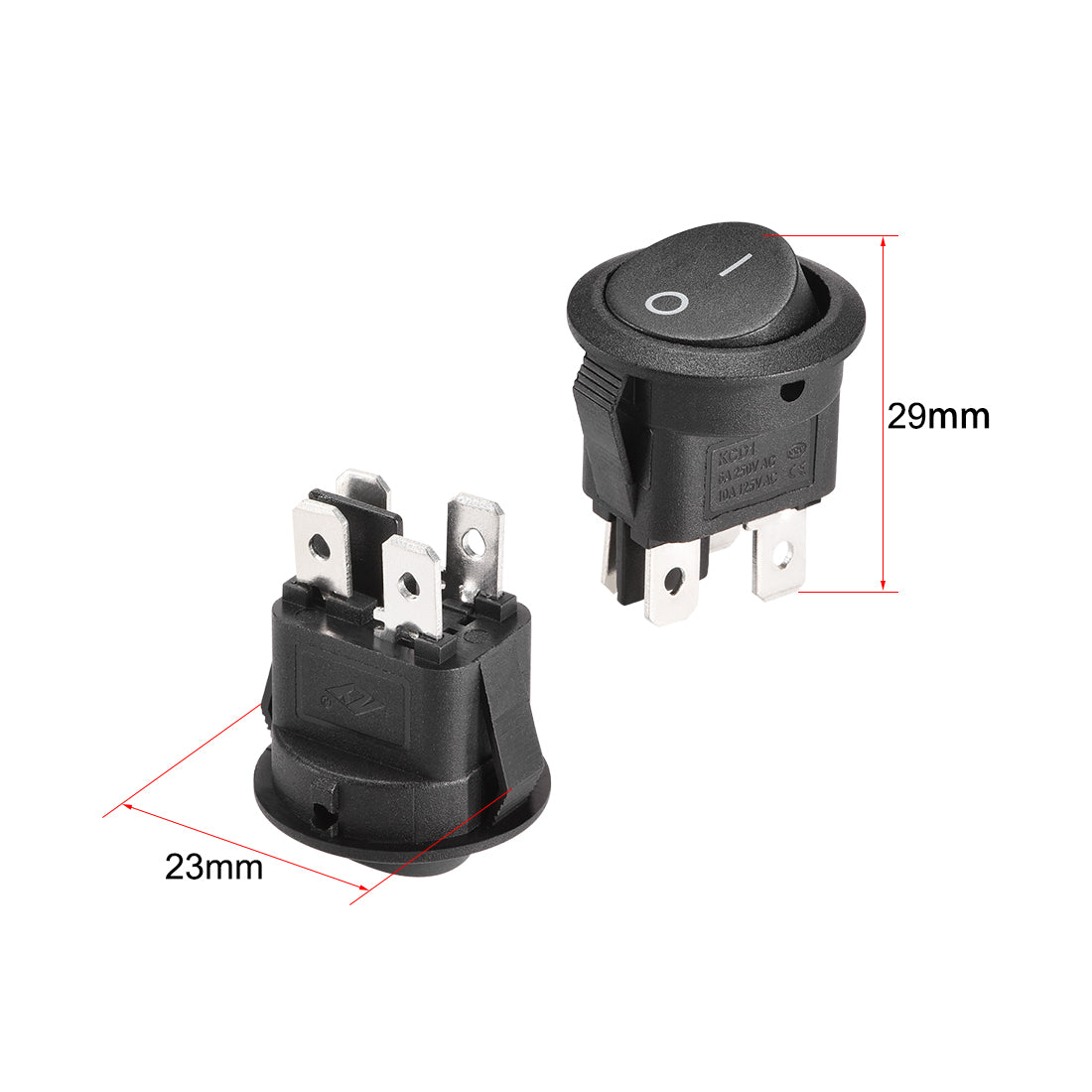 uxcell Uxcell Boat Rocker Switch Round Toggle Switch for Boat Car Marine 4pins ON/OFF AC250V/6A 125V/10A 2pcs