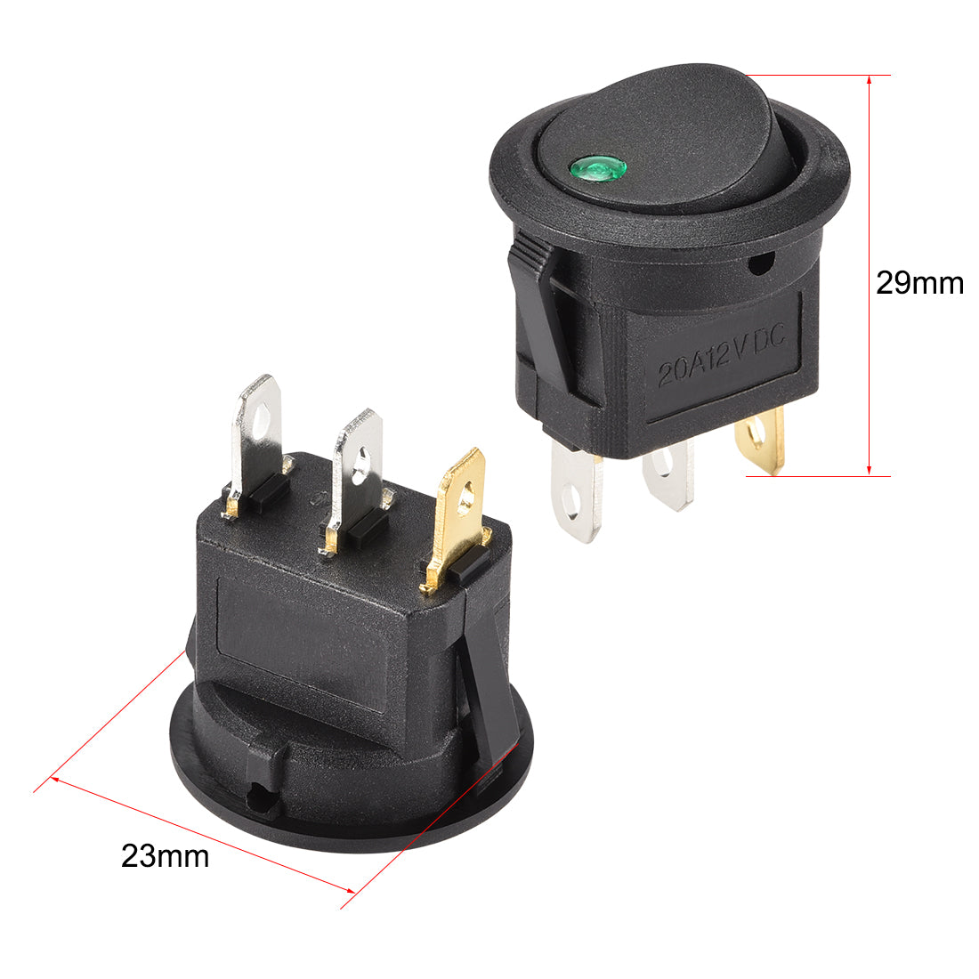 uxcell Uxcell Boat Rocker Switch LED Light DC 12V Toggle Switch for Boat Car Marine ON/OFF DC 12V/20A Green 2pcs