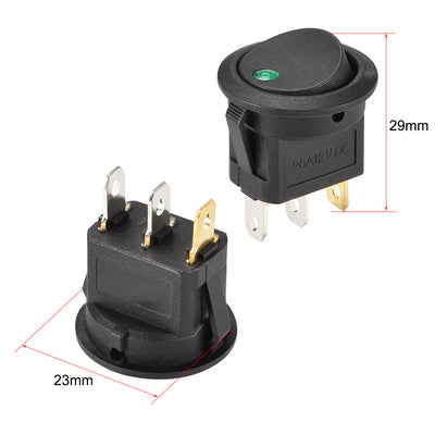 Harfington Uxcell Boat Rocker Switch LED Light DC 12V Toggle Switch for Boat Car Marine ON/OFF DC 12V/20A Green 2pcs
