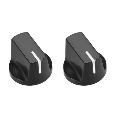 Harfington Uxcell 2pcs, 6.4mm Potentiometer Control Knobs For Electric Guitar Acrylic Volume Tone Knobs Black D Shaft