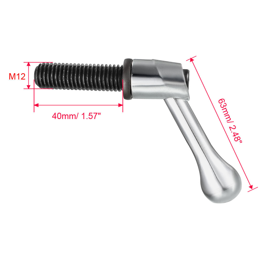 Uxcell Uxcell M12 x 40mm Handle Adjustable Clamping Lever Thread Push Button Ratchet Male Threaded Stud
