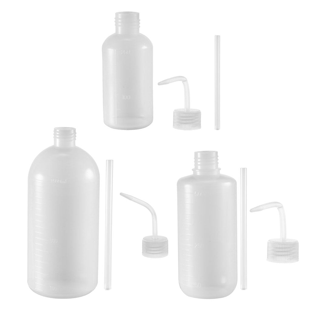 uxcell Uxcell Plastic Wash Bottle Squeeze Bottle 250ml+500ml+1000ml Narrow Mouth Lab Tip Liquid Storage Watering Tools 3pcs