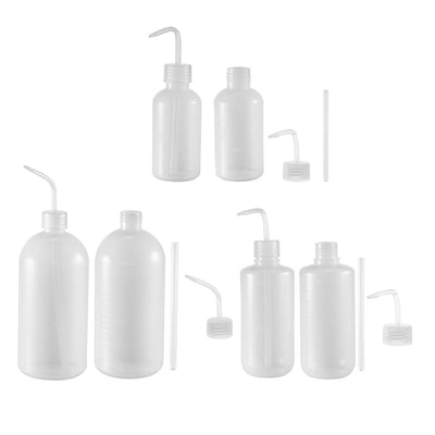 Harfington Uxcell Plastic Wash Bottle Squeeze Bottle 250ml+500ml+1000ml Narrow Mouth Lab Tip Liquid Storage Watering Tools 6pcs